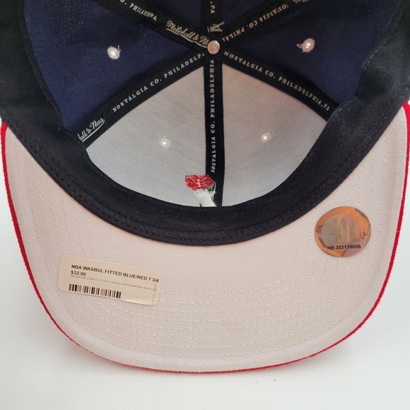 Washington Wizards Mitchell & Ness Blue Red Fitted Hat Cap 7 3/4 NBA 100% Wool - Picture 8 of 14